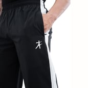 6 - Athflex Men's Lightweight Straight Fit Classic Stripe Pant, Black Medium