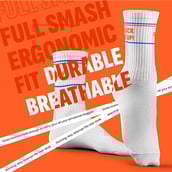 1 - Smash Socks,  White - Too Jacked  Crew Length 