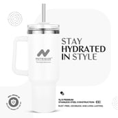 4 - GHC Nutrigize Stainless Steel Tumbler Hot and Cold with Handle and Steel straw,  White  1.2 L 