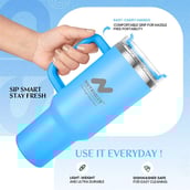 3 - GHC Nutrigize Stainless Steel Tumbler Hot and Cold with Handle and Steel straw,  Sky Blue  1.2 L 