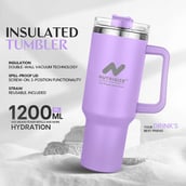 2 - GHC Nutrigize Stainless Steel Tumbler Hot and Cold with Handle and Steel straw, Purple 1.2 L