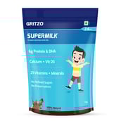11 - Supermilk Gritzo Overall Growth for Boy/Girl 2-6 Yrs Protein & Nutrition Drink Mix,  1 kg  Double Chocolate - Pouch 