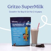 3 - Supermilk Gritzo Height+ for Boy/Girl 2-6 Yrs Personalized Protein & Nutrition Drink Mix,  800 g  Double Chocolate