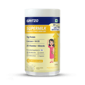 Supermilk Gritzo Growth+(Formerly Height+) Unsweetened for Girl 13+ Years,  400 g  Creamy Vanilla 