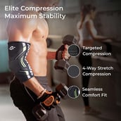 2 - Nivia Knitted Elbow Support,  Black/Green  Large 