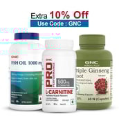 GNC Herbal Plus Triple Ginseng Root 60 Capsules with Fish Oil 60 Softgels & L-Carnitine 30 Tablets Combo, 3 Piece(s)/Pack