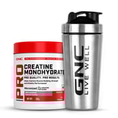 1 - GNC Pro Performance Pure Micronized Creatine Monohydrate,  Unflavoured with Steel Shaker 750ml  0.55 lb 