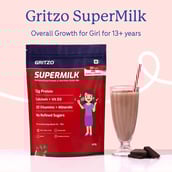 2 - Supermilk Gritzo Overall Growth for 13+ Yrs Girls Protein & Nutrition Drink Mix,  800 g  Double Chocolate 