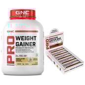 GNC Pro Performance Weight Gainer 6.6 lb Vanilla Ice Cream & Pro Performance Protein Wafer Bar 10 Bars Chocolate
