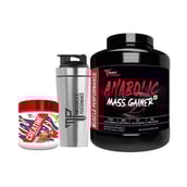 1 - Muscle Performance Anabolic Mass Gainer with Creatine Monohydrate 0.66 lbs & Steel Shaker Combo,  5.5 lb  Belgium Chocolate 
