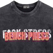 5 - MuscleBlaze F.ck Stress Bench Press Oversized Washed T-Shirt,  Medium  Dark Charcoal Grey