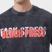 1 - MuscleBlaze F.ck Stress Bench Press Oversized Washed T-Shirt, Large Dark Charcoal Grey