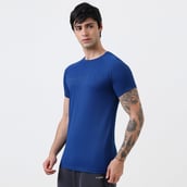 2 - MuscleBlaze Patterned Dry-Fit Active Tee Half Sleeve,  X-Large  Poseidon 