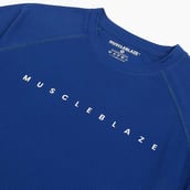 7 - MuscleBlaze Patterned Dry-Fit Active Tee Half Sleeve,  Large  Poseidon 