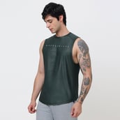 4 - MuscleBlaze Camo Dry-Fit Delt Tank,  Small  Olive 