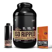 1 - QNT ISO Ripped, Carnipump Ripping Pre-workout 500ml Peach & Creatine Monohydrate Unflavoured 0.198 lb Combo,  4.4 lb  Cafe Bevarabia 