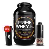 1 - QNT Prime Whey, Carnipump Ripping Pre-workout 500 ml Peach & Plastic Protein Shaker Black 700ml Combo,  4.4 lb  Hazelnut Coffee 