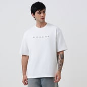 4 - MuscleBlaze Natty But Tasty Oversized Solid T-Shirt, X-Small White