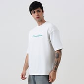 4 - MuscleBlaze Natty But Tasty Avocado Oversized Solid T-Shirt,  Medium  White 