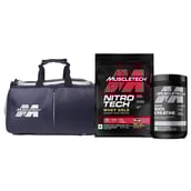 1 - MuscleTech Nitrotech Whey Gold & Platinum Creatine with Leather Gym Bag Blue Combo,  0.99 lb  Double Rich Chocolate, Unflavoured 0.22 lb 