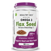 1 - HealthyHey Nutrition Omega 3 Flaxseed Oil with Vitamin E,  90 softgels 