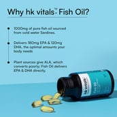 7 - HealthKart HK Vitals Fish Oil 1000mg with 180mg EPA and 120mg DHA,  60 capsules