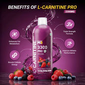 4 - MuscleBlaze Liquid L-Carnitine PRO - 3300mg Triple Strength Formula,  450 ml  Mixed Berry