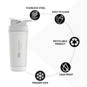 4 - MuscleBlaze Stainless Steel Gym Shaker Pro, White 700 ml