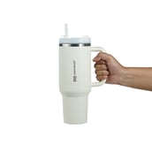 6 - MuscleBlaze Stainless Steel Vacuum Insulated Tumbler, Stallion White 1.2 L