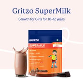 2 - Supermilk Gritzo Growth for Girl 10 to 12 years,  335 g  Double Chocolate (Pouch)