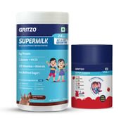 2 - Gritzo Supermilk Immunity Kit, 400 g Chocolate for Boy/Girl 2-6 Yrs with Gummies