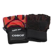 Cosco Tuff Fit Leather Gym Gloves, Black Extra Large