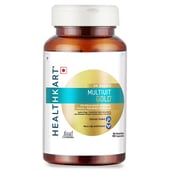 Front - HealthKart Multivit Gold 5-in-1-MultiVitamin OP, 90 capsules Unflavoured