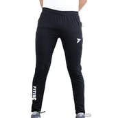 3 - Fitinc Dobby Lycra Trackpant with Two Side Zipper Pockets,  Black  XL 