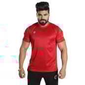 2 - Omtex Gym Polyester T Shirt TS1801,  Red  Medium 