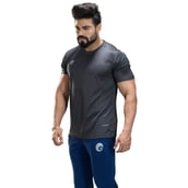 3 - Omtex Gym Polyester T Shirt TS1801,  Dark Grey  Medium 