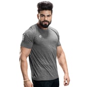 2 - Omtex Gym Polyester T Shirt TS1801,  Light Grey  Medium 