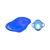 Sunbaby Bath Tub With Soft Cushion Potty Seat (Combo Pack Of 2),  Blue With Blue  Plastic 