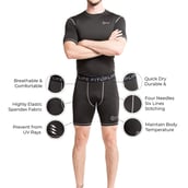 2 - Fitup Life Solid Men Compression Gym Shorts, Medium Black