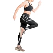 1 - Fitup Life Women Grey Striped Tights, Black Medium