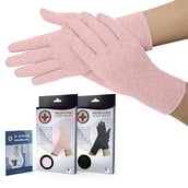 2 - Dr. Arthritis Developed Full Fingered Compression Gloves,  Pink with Hand Book (Pair)  Medium 