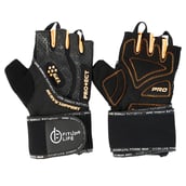 1 - Fitup Life Gym Leather Gloves with 3mm Gel Padding,  Black with Orange  XL 