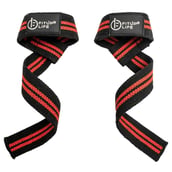 2 - Fitup Life Gym Lifting Grip Strap with Non Slip Grip Wrist Support,  Black and Red  Free Size 