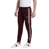 2 - Masch Mens Regular Fit Polyester Cotton Joggers (MSTP 1218 CS S2P1HLF CTNMRNW),  Maroon  Large 