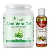 Kazima Aloe Vera Gel 500 gm & Castor Oil 100 ml Combo,  2 Piece(s)/Pack  All Skin Type 