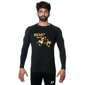 DK Active Wear Full Sleeve Gym T Shirt (Beast Mode),  Black and Yellow  Large 