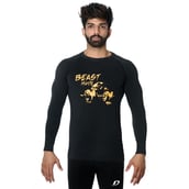 1 - DK Active Wear Full Sleeve Gym T Shirt (Beast Mode),  Black and Yellow  Medium 