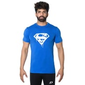 DK Active Wear Half Sleeve Gym T Shirt (Superman),  Royal Blue and White  Large 