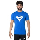 1 - DK Active Wear Half Sleeve Gym T Shirt (Superman),  Royal Blue and White  XXL 