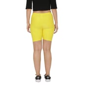 4 - N Gal Cotton Lycra Women's Thigh Length Cycling Yoga Workout Casual Shorts,  LemonYellow  XXL 